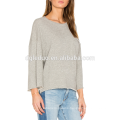 custom design fashion o-neck loose and long sleeve women shirt